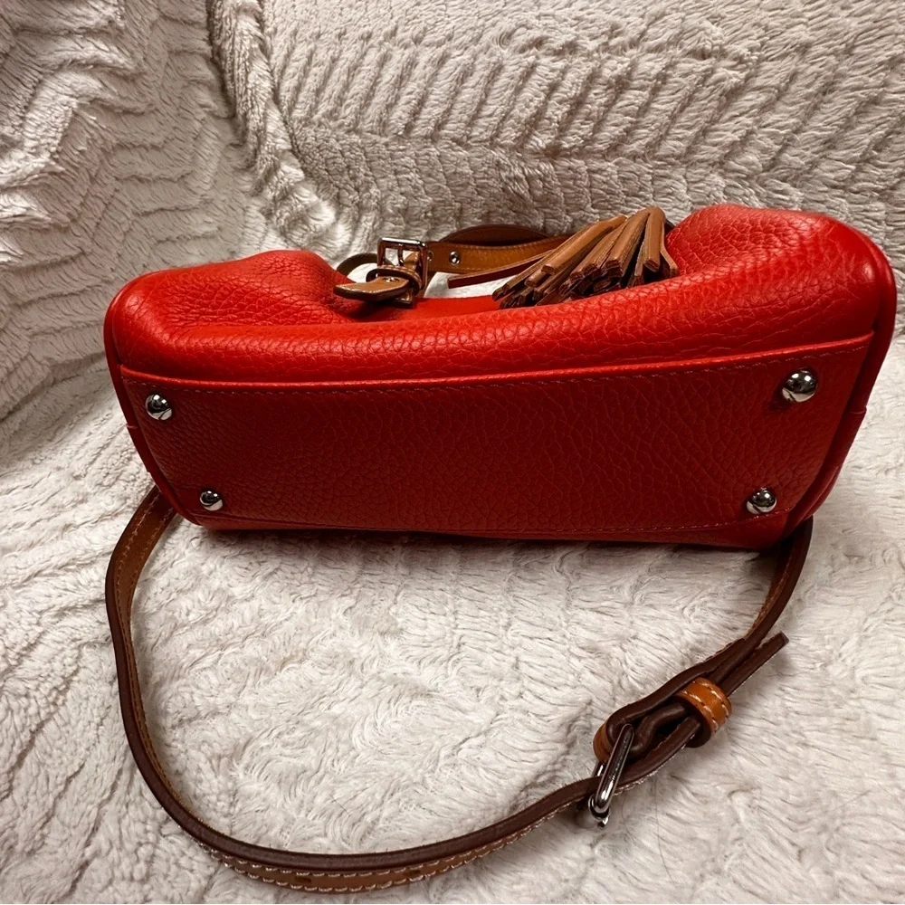 Dooney & Bourke Orange & Tan Detachable Strap Satchel, NWOT + Dust Bag - Picture 10 of 12